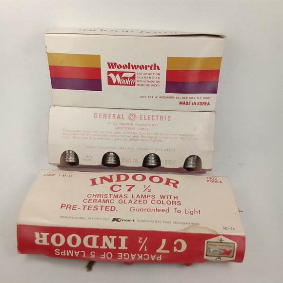 Vintage Christmas Bulbs In Original Box Set Of 3 GE Woolworths & Kmart 1970s - Picture 10 of 10